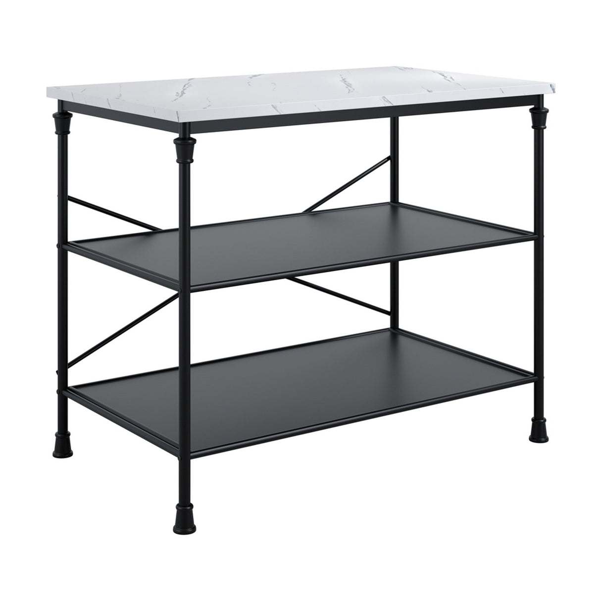 Fairmont Kitchen Island - Marble Effect with Black