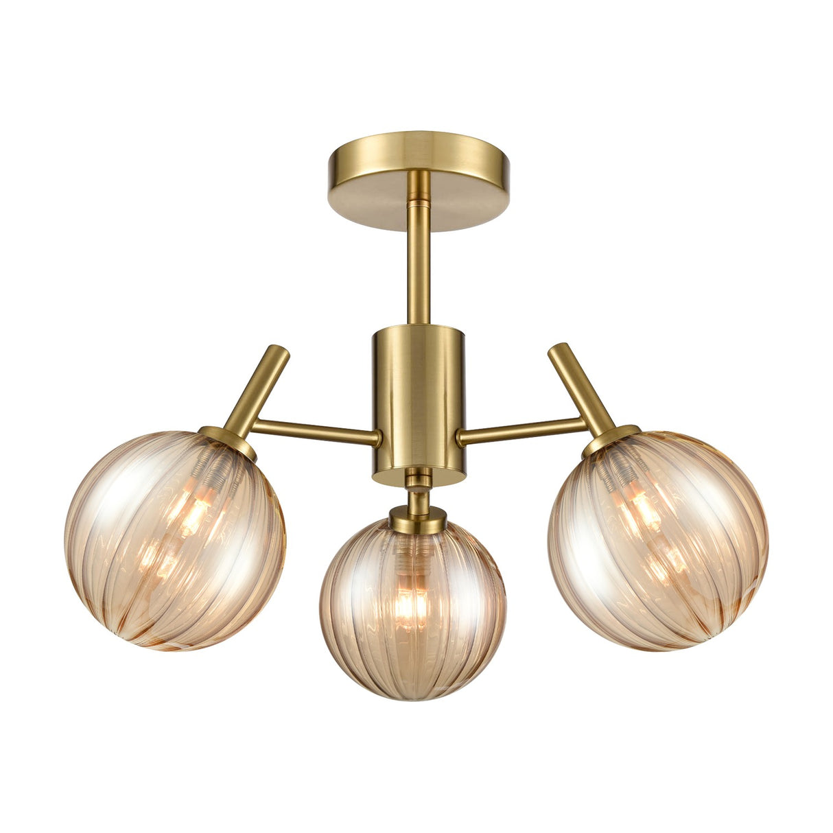 Quasar 3 light ceiling light in brass finish
