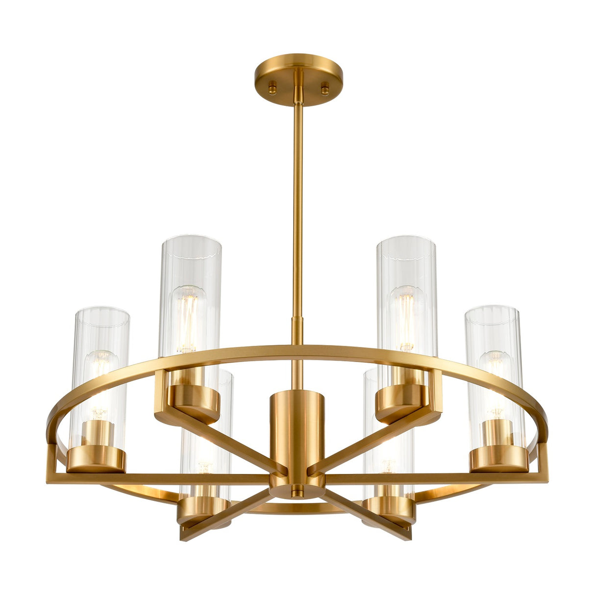 Camelot 6 light chandelier in brass finish