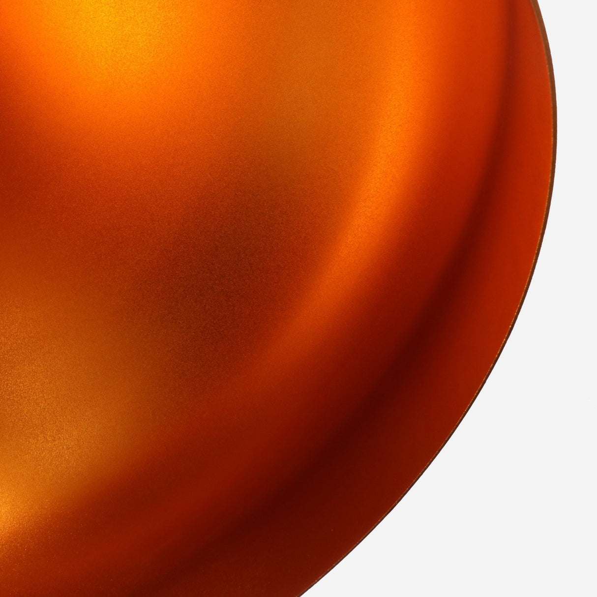 Close-up of the Funk Stout Small Pendant Light in glossy white, featuring a smooth, curved design and subtle gradients—casting an ambient glow against a plain background, ideal for minimalist decor.