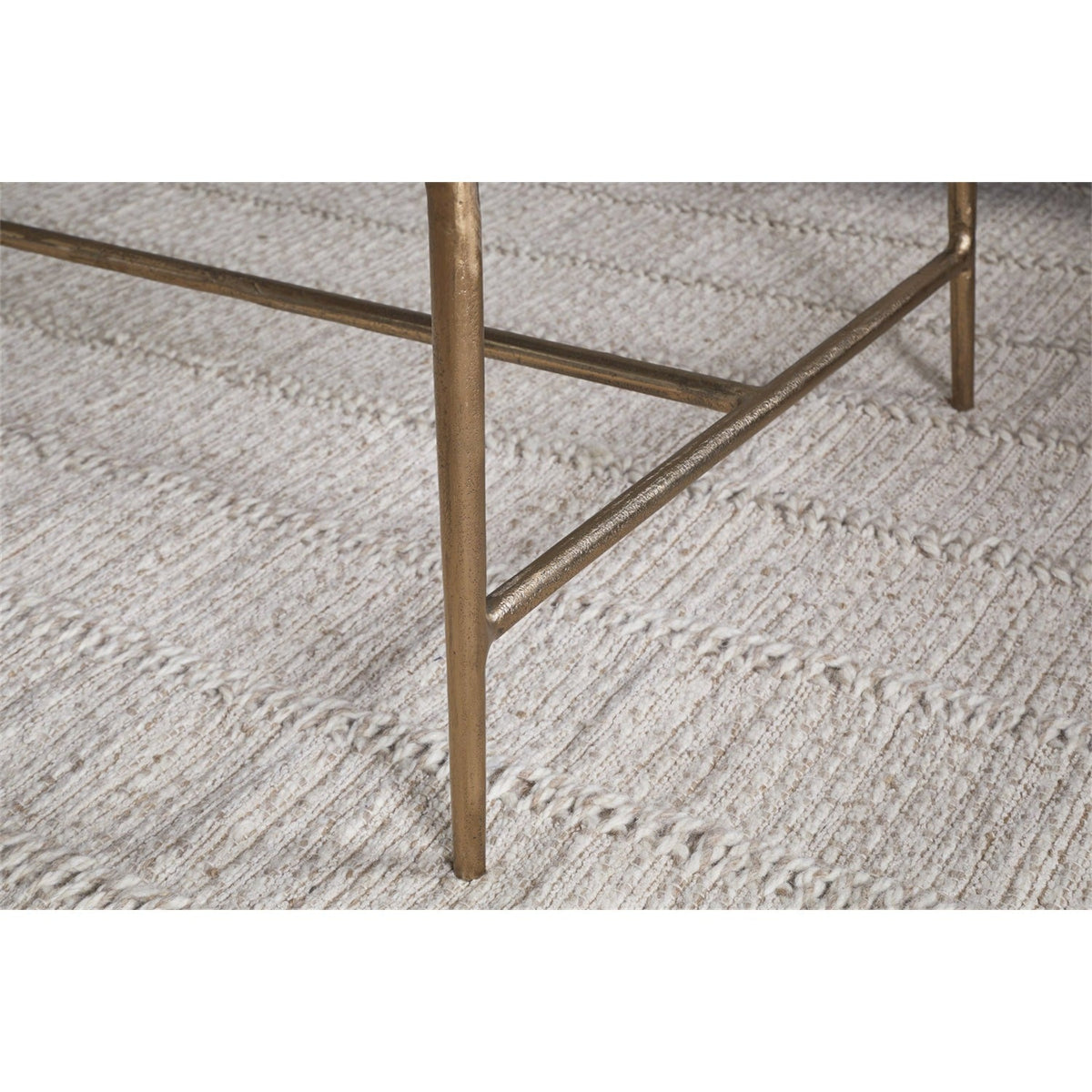 Gilasi Cast Metal & Glass Coffee Table - Antique Brass