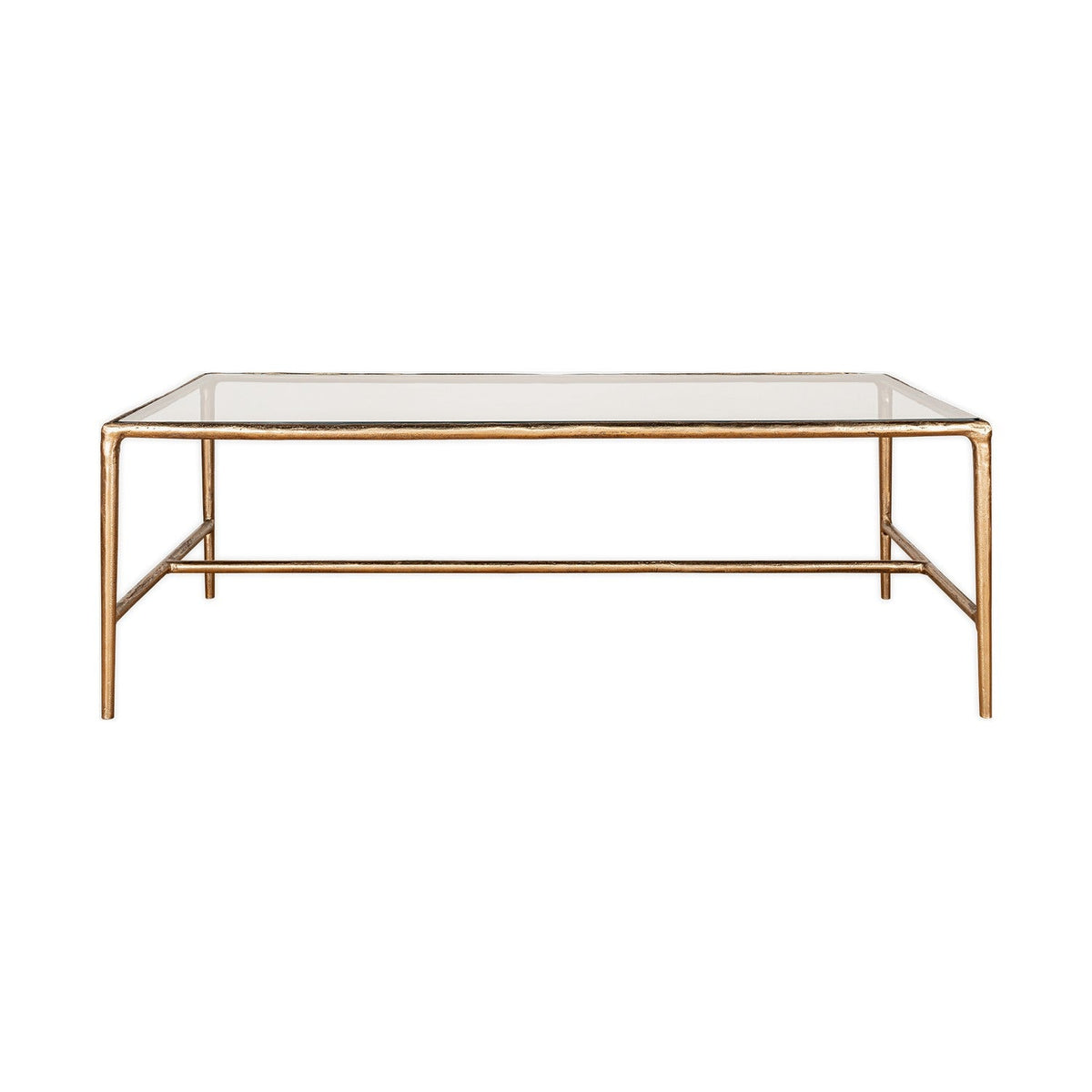 Gilasi Cast Metal & Glass Coffee Table - Antique Brass