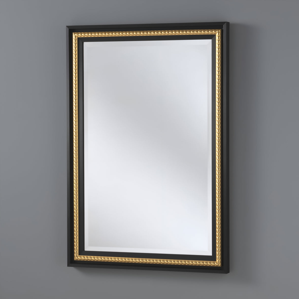 Rectangular wall mirror with a natural wood-finished frame, showcasing a rustic yet elegant design against a light grey background, ideal for classic or farmhouse-inspired interiors.