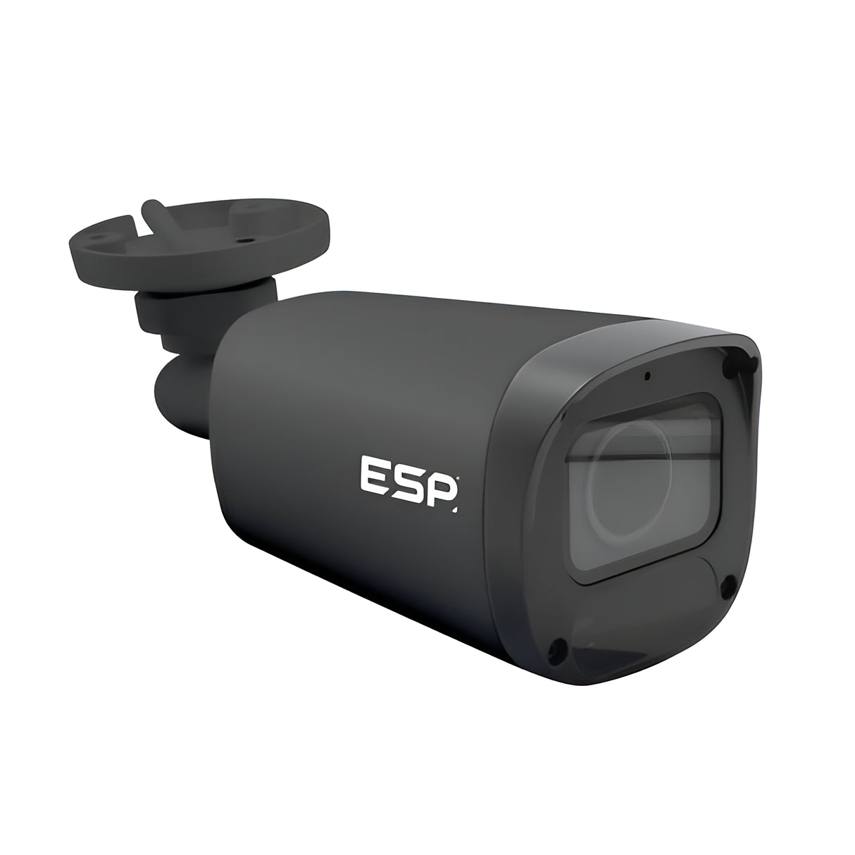 A grey HDview IP PoE Bullet Camera with a motorised 2.8-12mm lens is showcased on a plain white background, with the ESP branding clearly visible, emphasizing its advanced IR function capabilities.