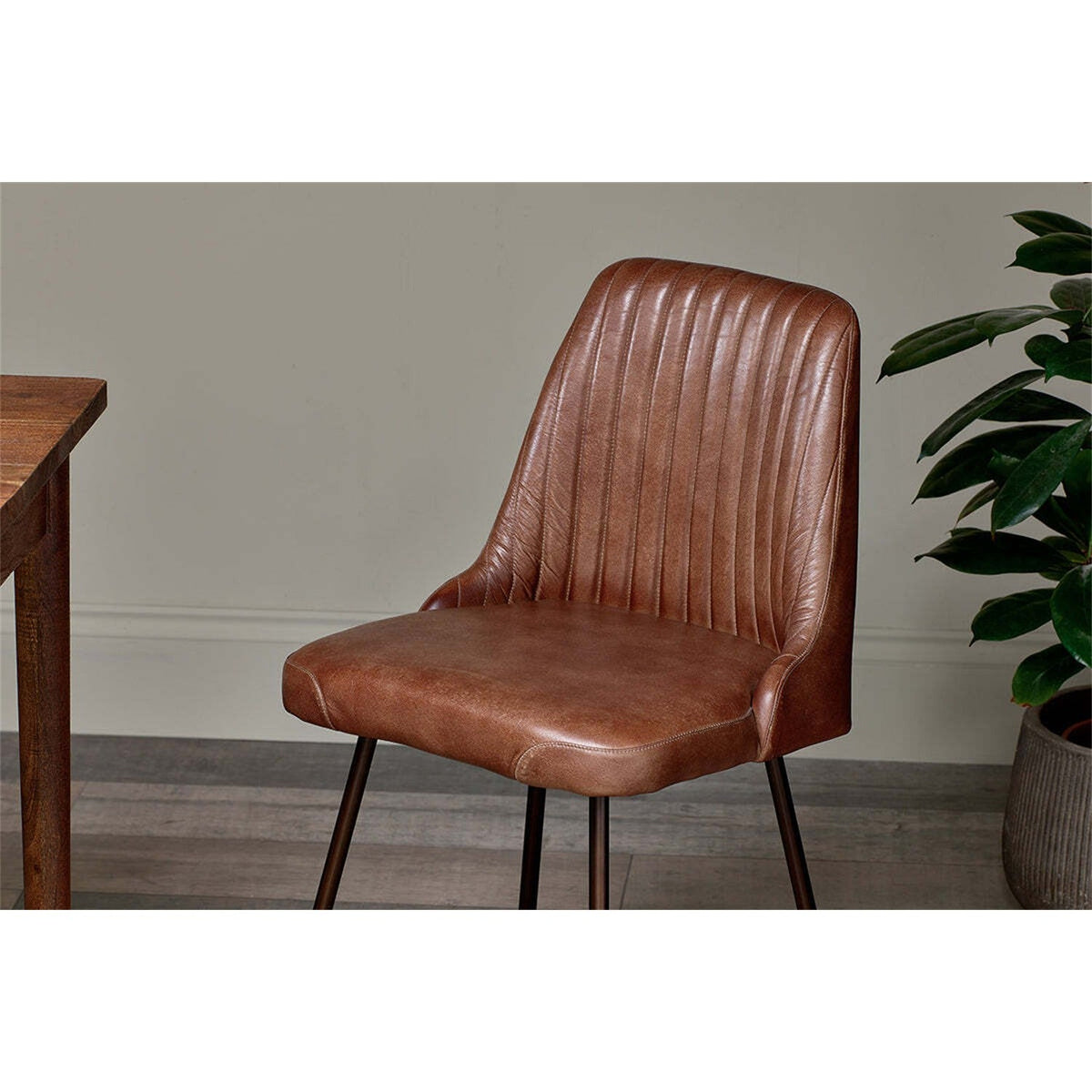 Harsha Leather Dining Chair - Chocolate Brown
