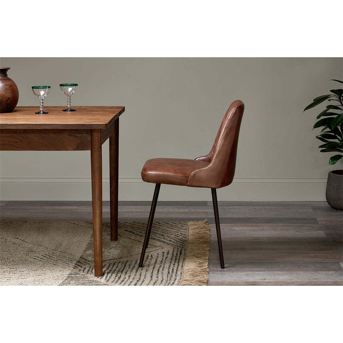 Harsha Leather Dining Chair - Chocolate Brown
