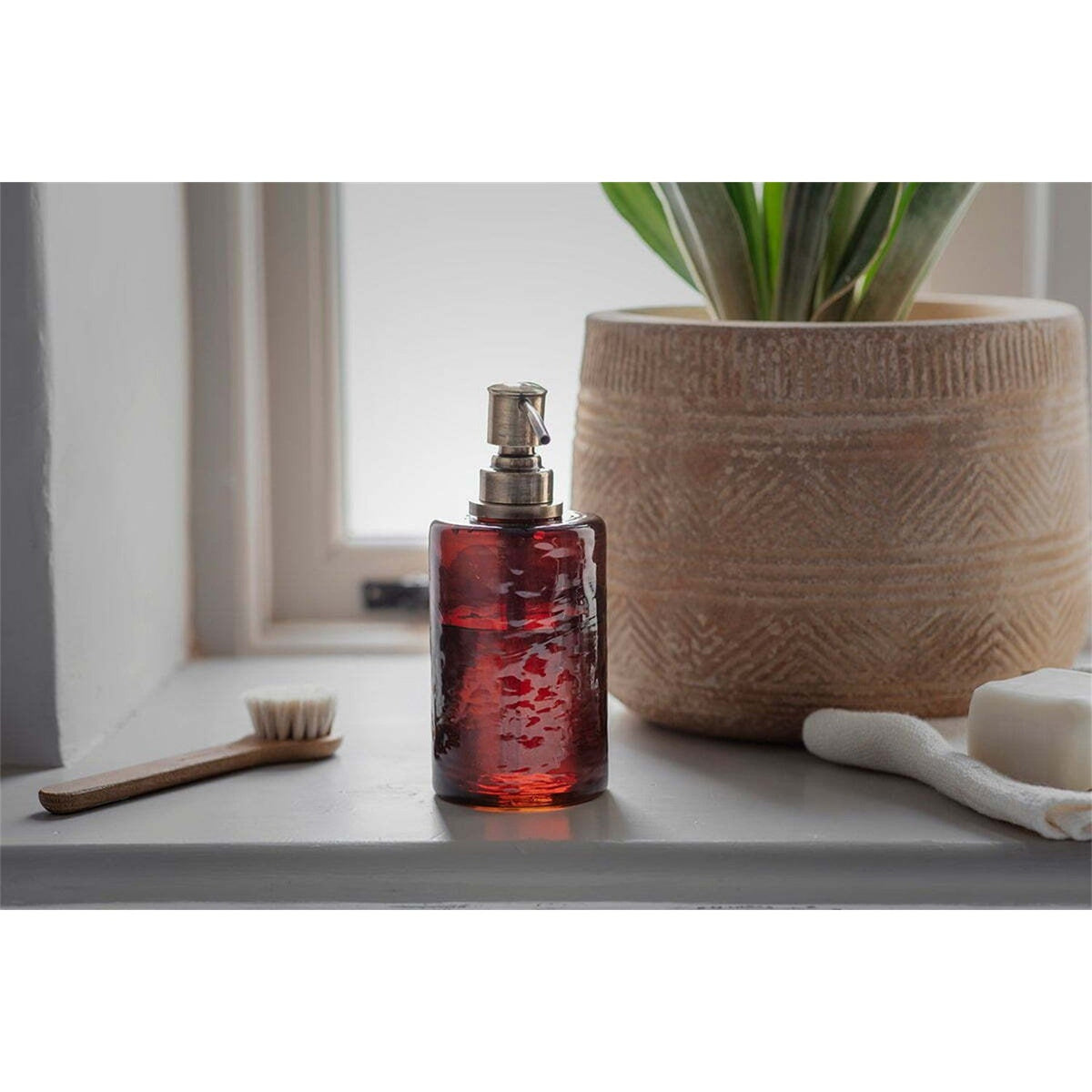 Ilcoso Recycled Hammered Glass Soap Dispenser - Amber