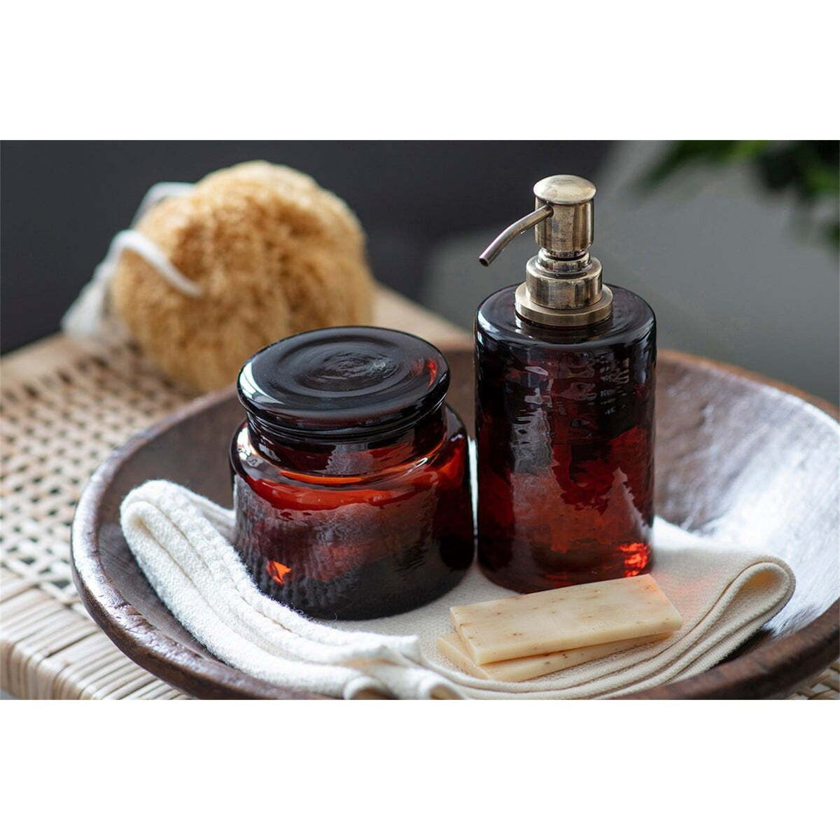 Ilcoso Recycled Hammered Glass Soap Dispenser - Amber