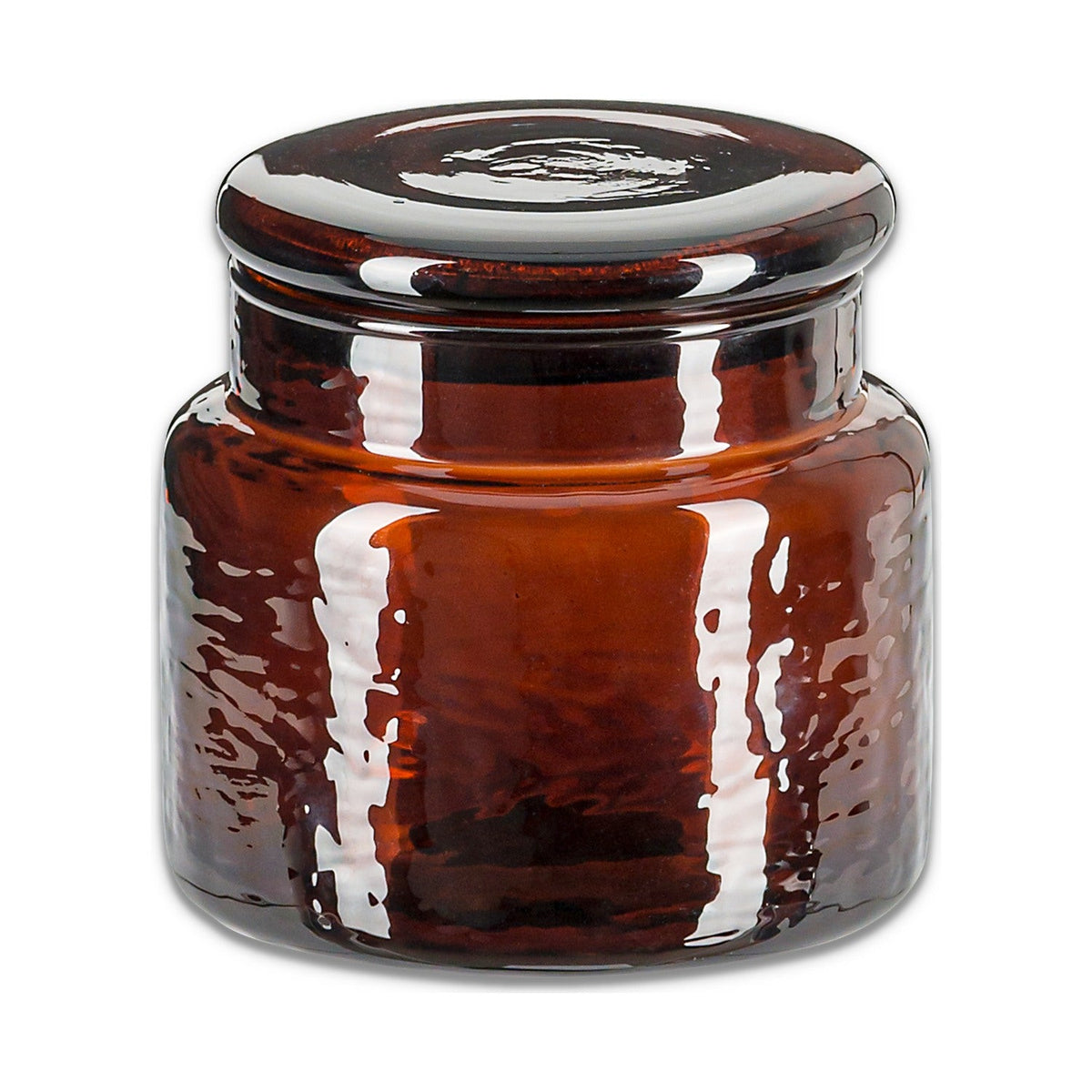 Ilcoso Recycled Hammered Glass Storage Pot - Amber