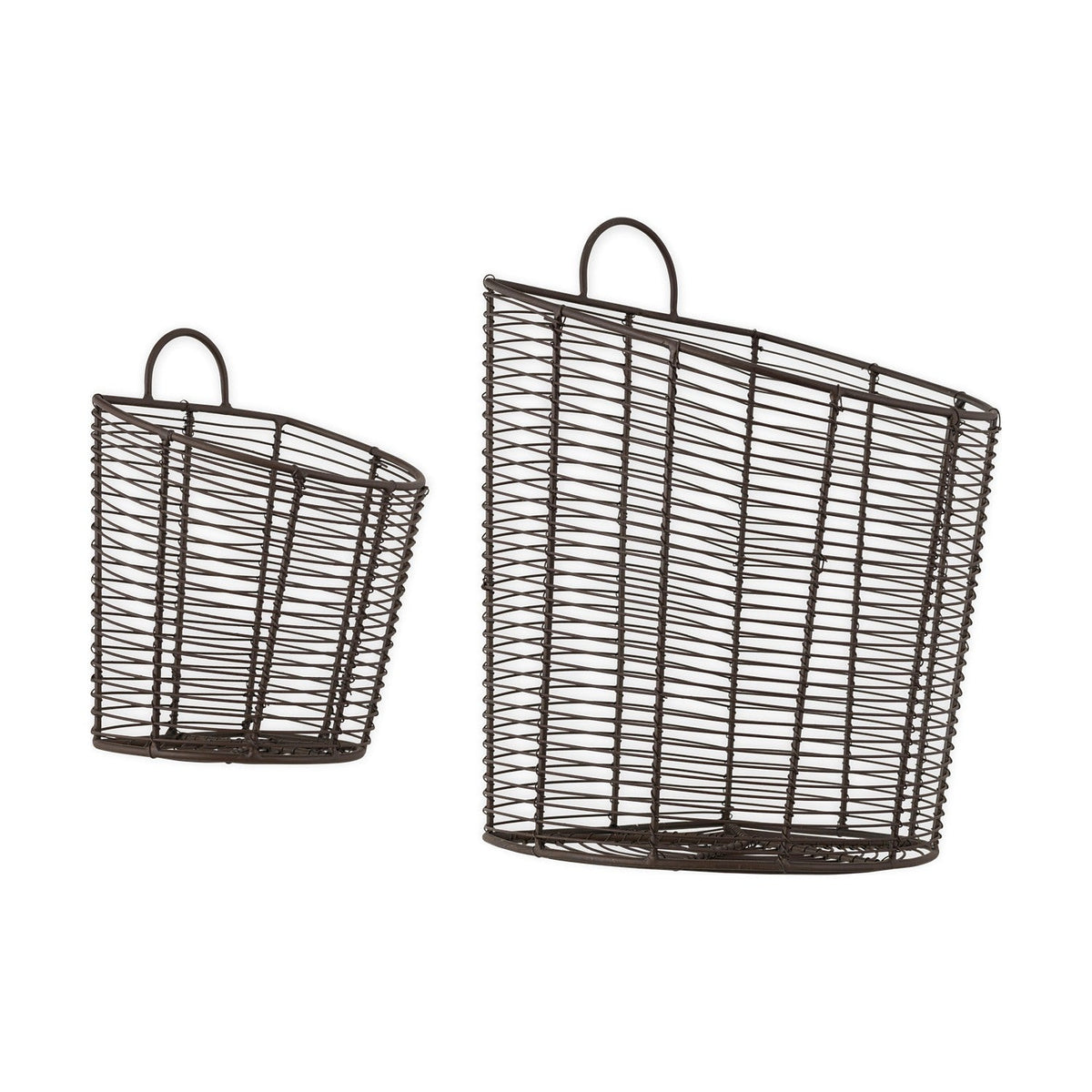 Inkollu Wall Hung Storage Basket - Aged Brass - Set of 2
