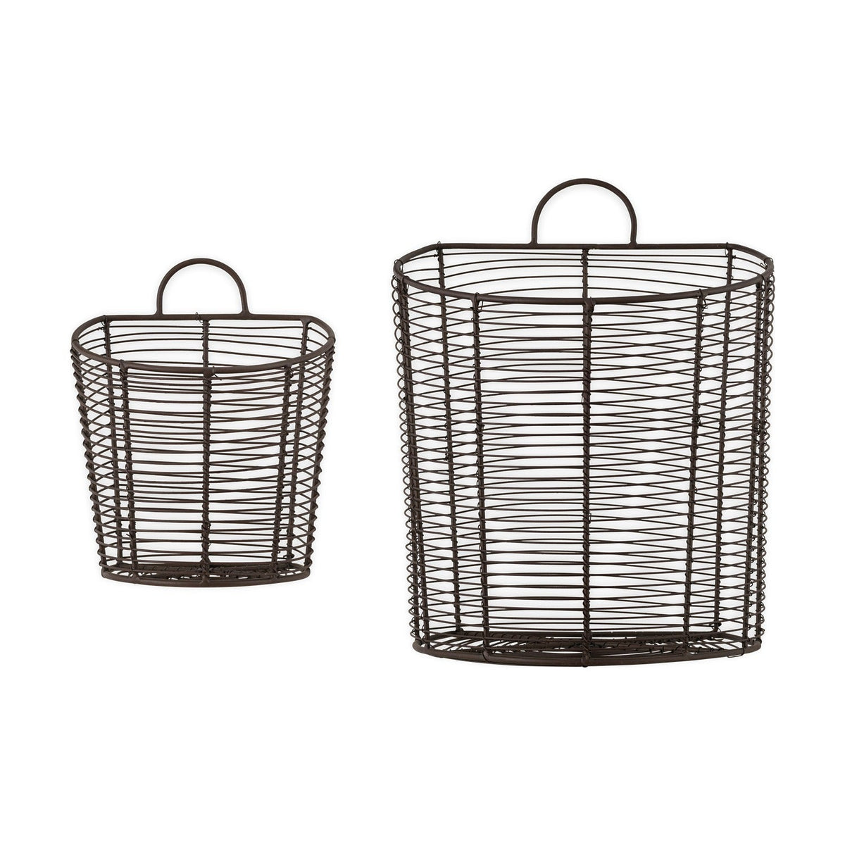 Inkollu Wall Hung Storage Basket - Aged Brass - Set of 2