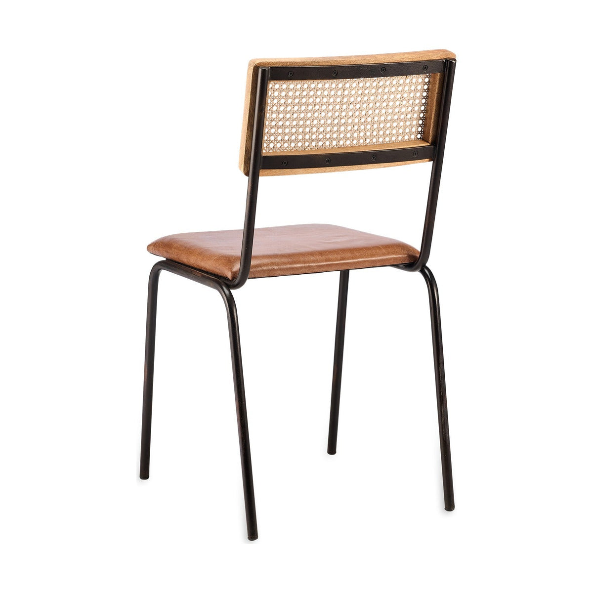 Iswa Leather & Cane Dining Chair - Tan
