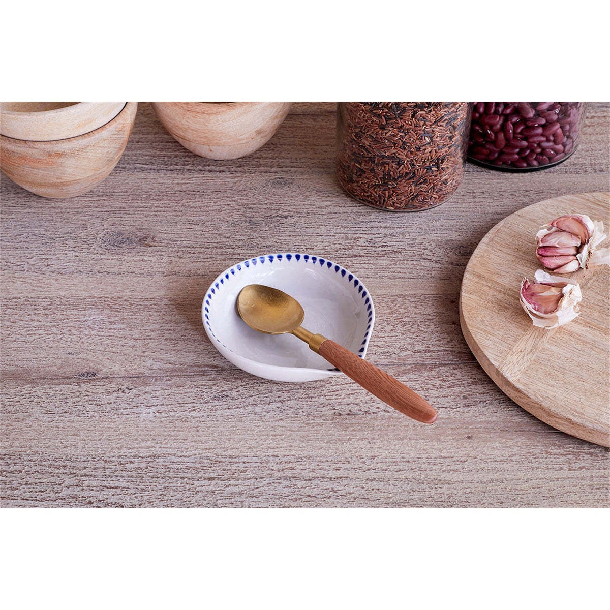 Indigo Drop Ceramic Spoon Rest - Indigo