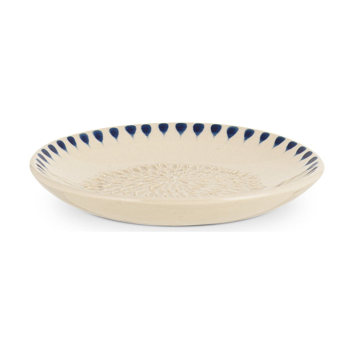 Indigo Drop Ceramic Garlic Grater - Cream & Indigo