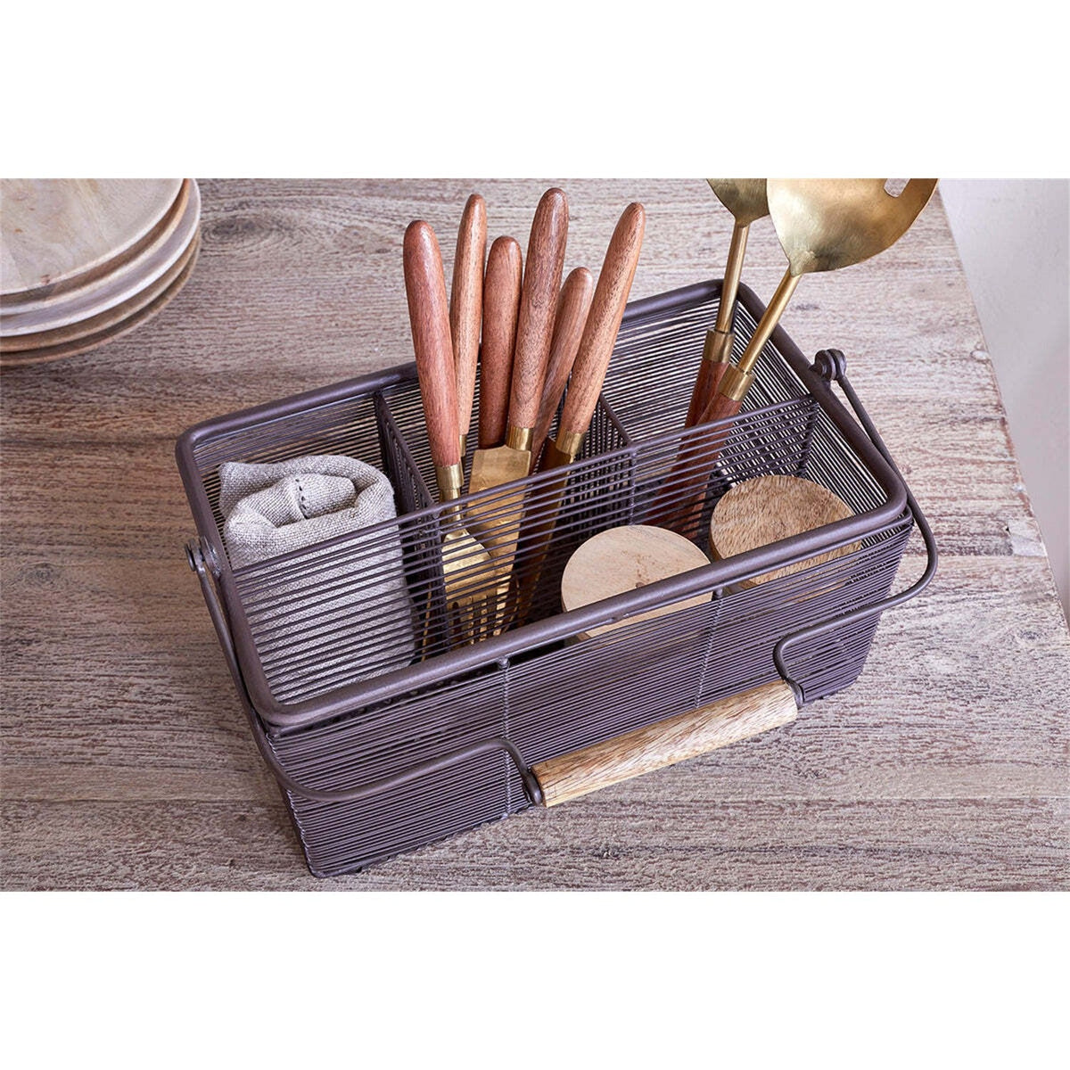 Inkollu Wire Utensil Holder - Aged Brass