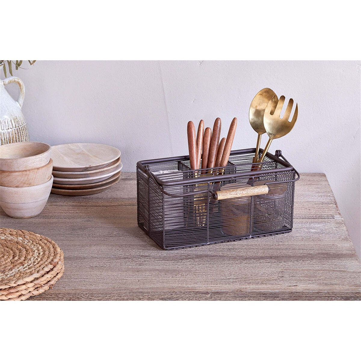 Inkollu Wire Utensil Holder - Aged Brass
