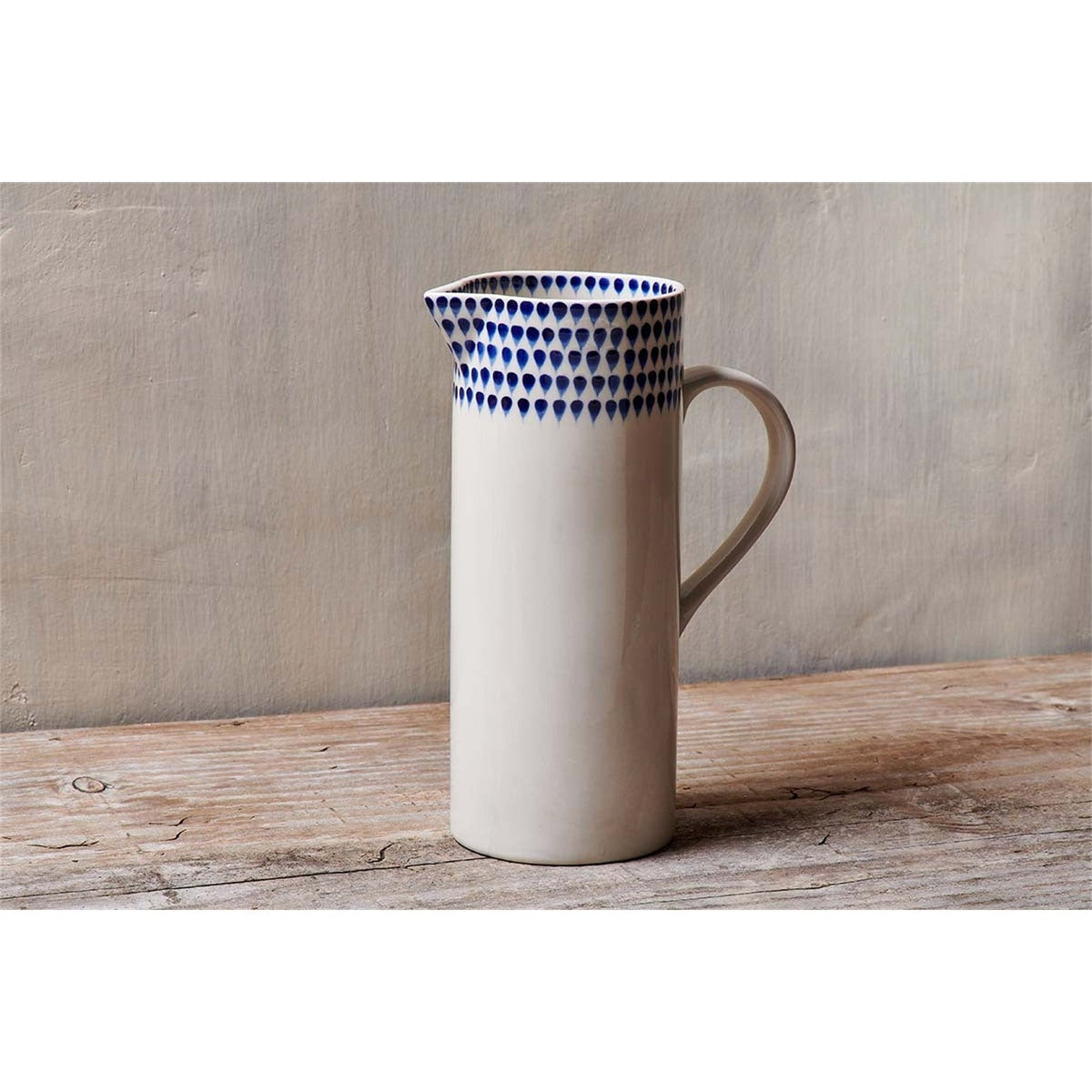 Indigo Drop Large Jug - Cream & Indigo