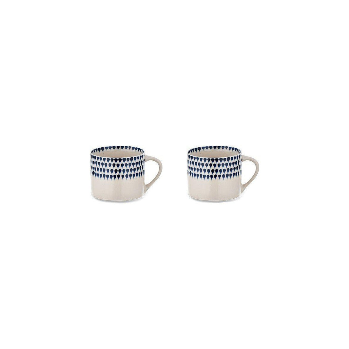 Indigo Drop Small Mug - Cream & Indigo - Set of 2
