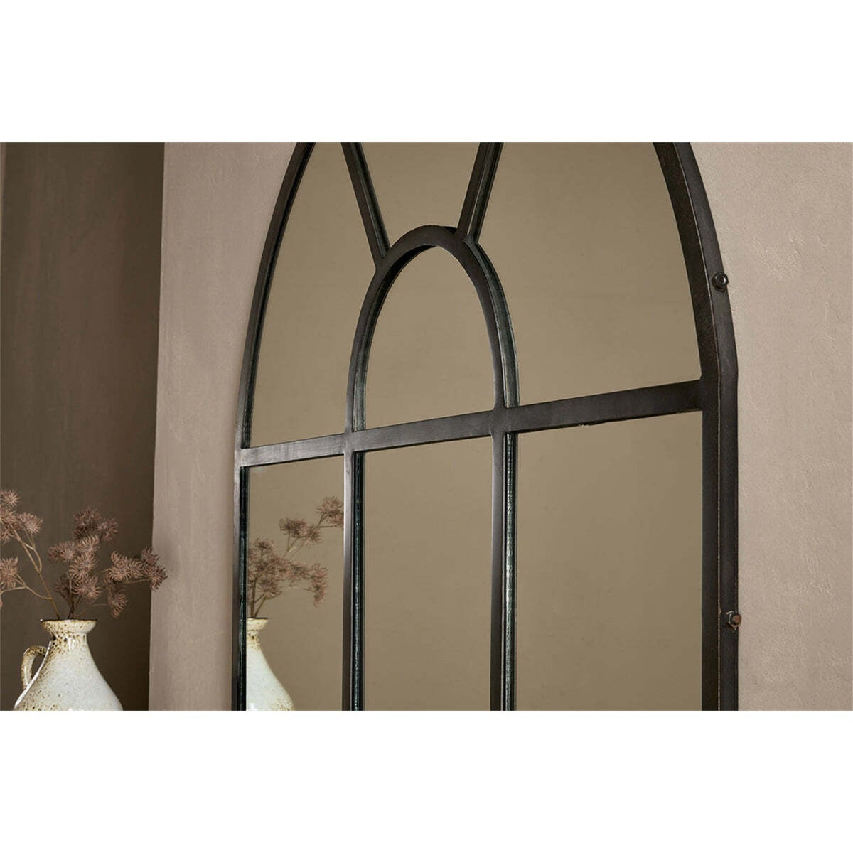 Imoma Iron Overmantel Arched Wall Mirror - Black