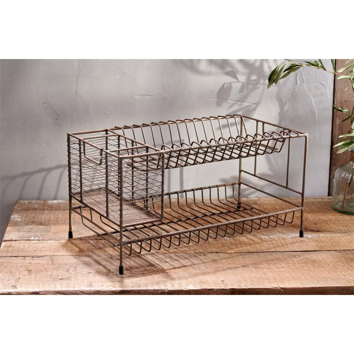 Inkollu Two Tier Wire Dish Rack - Aged Brass