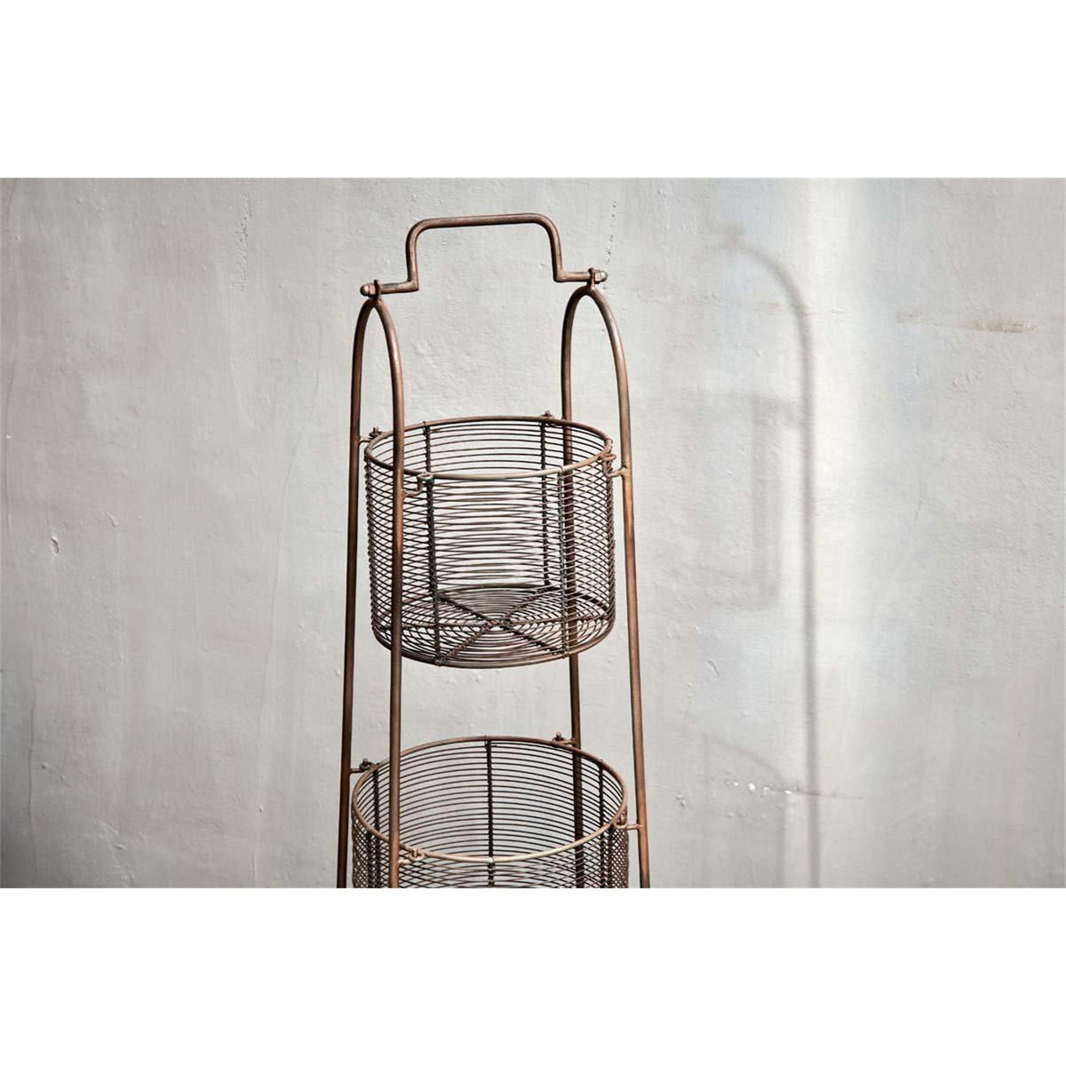 Inkollu Three Tier Wire Storage Stand - Aged Brass
