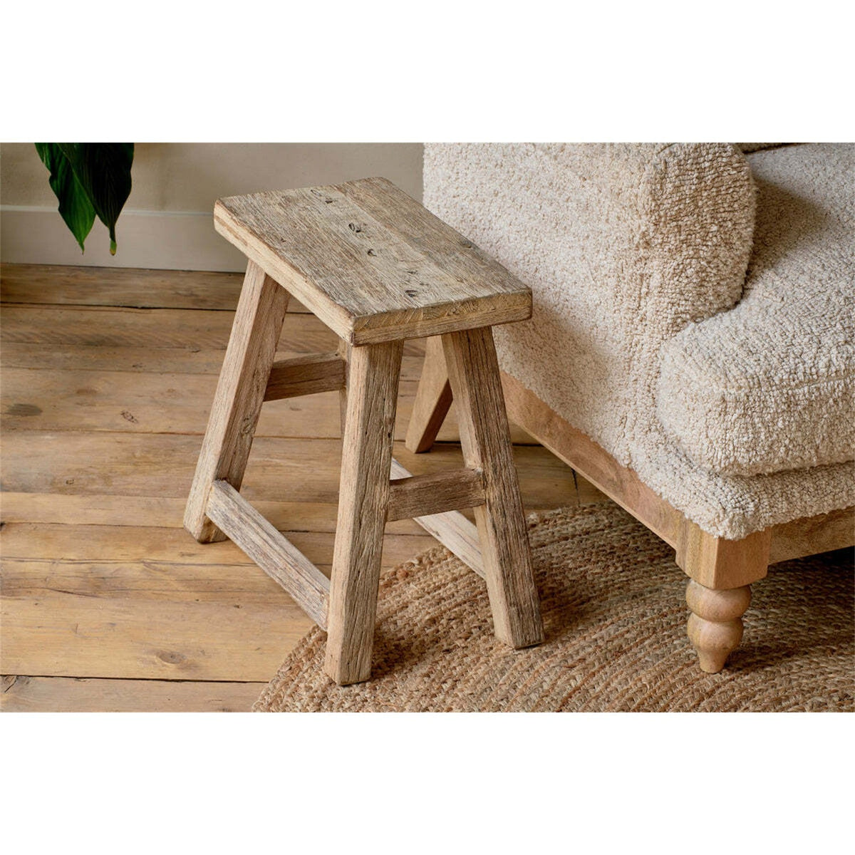 Ibo Reclaimed Wood Low Stool - Natural