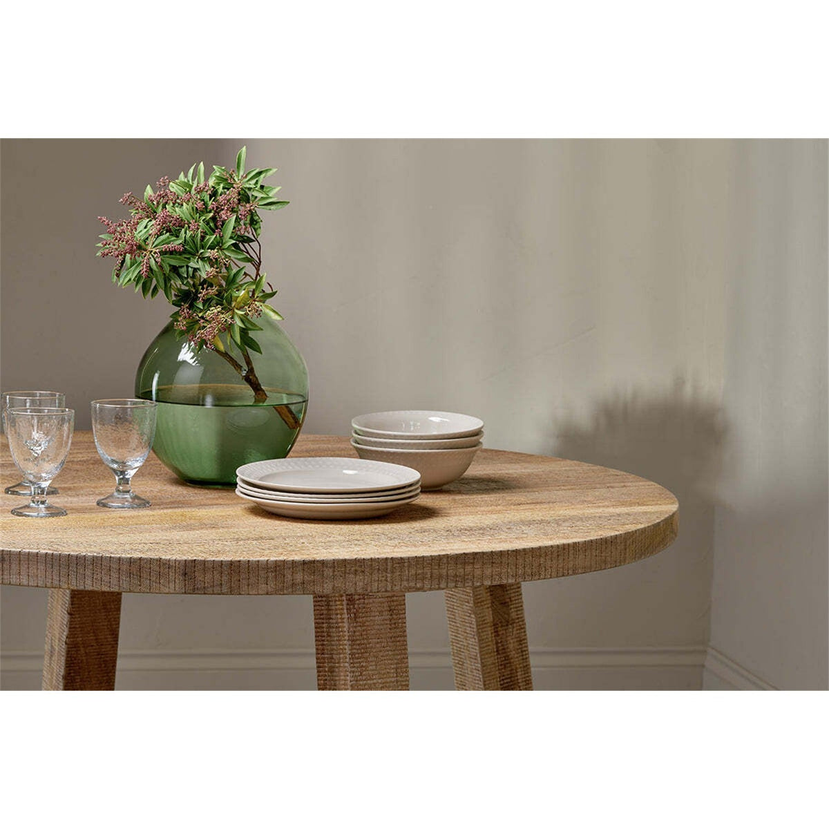 Indali Small Round Mango Wood Dining Table - Natural
