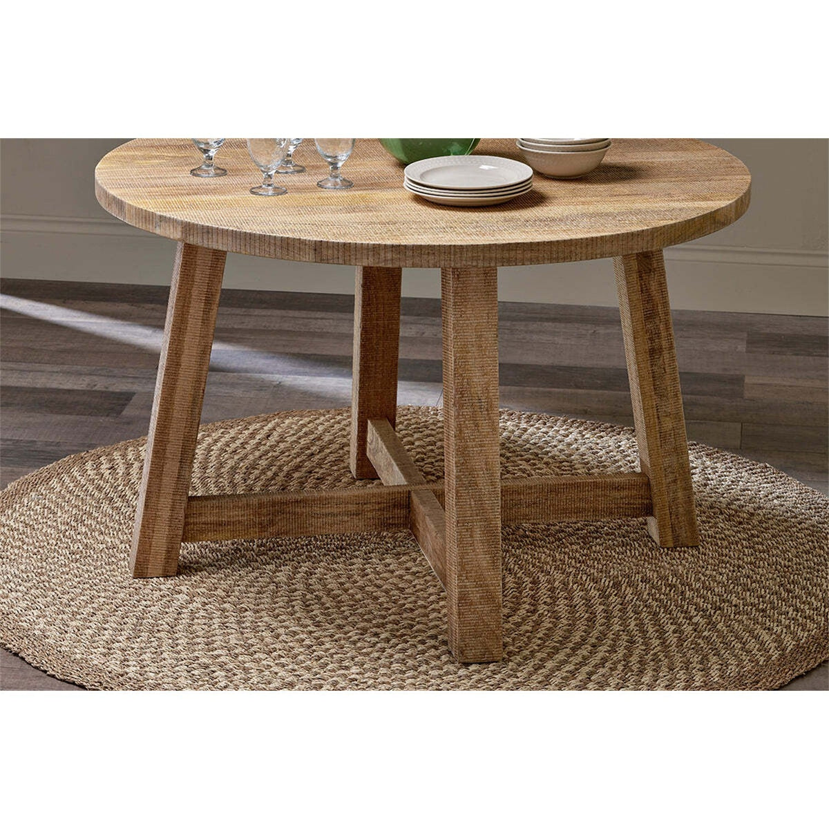 Indali Small Round Mango Wood Dining Table - Natural