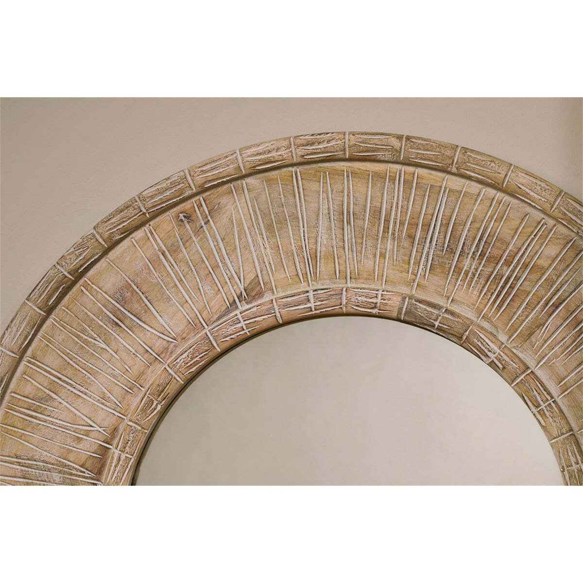 Itwa Mango Wood Carved Wall Mirror - Natural