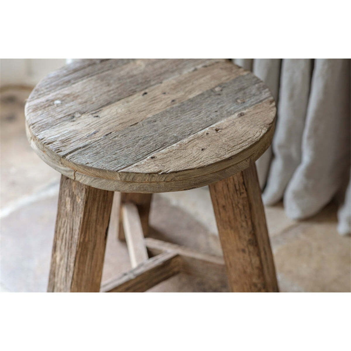 Ibo Reclaimed Wood Round Side Table - Natural