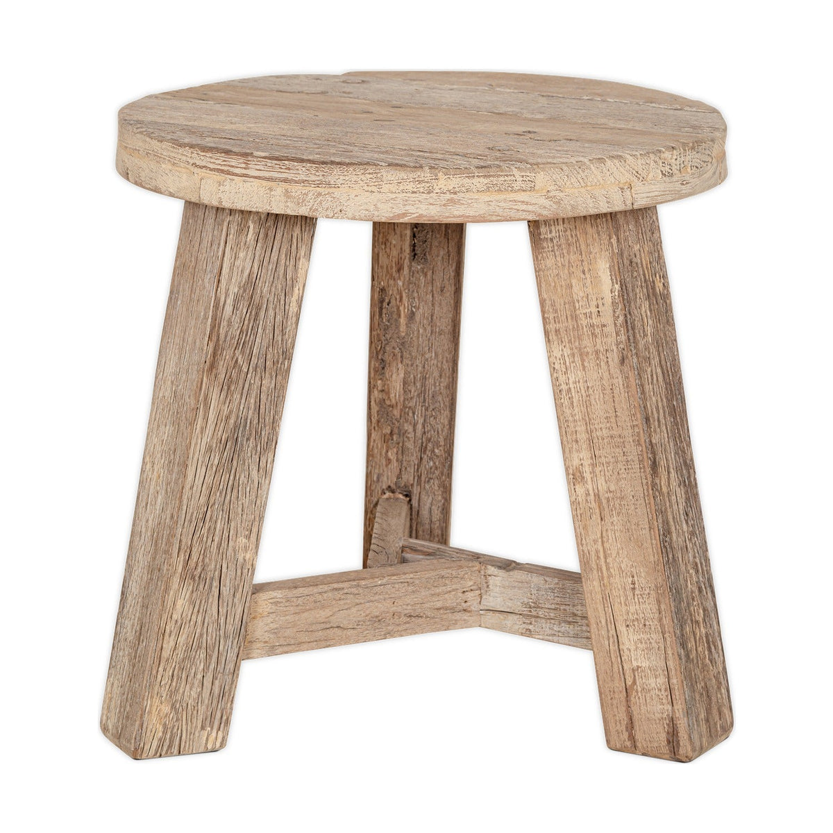 Ibo Reclaimed Wood Round Side Table - Natural