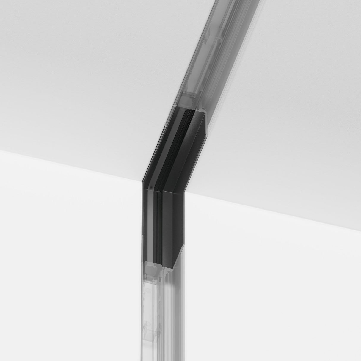 Detailed view of S35 Internal Corner Connector in black, highlighting its sturdy construction and compact design