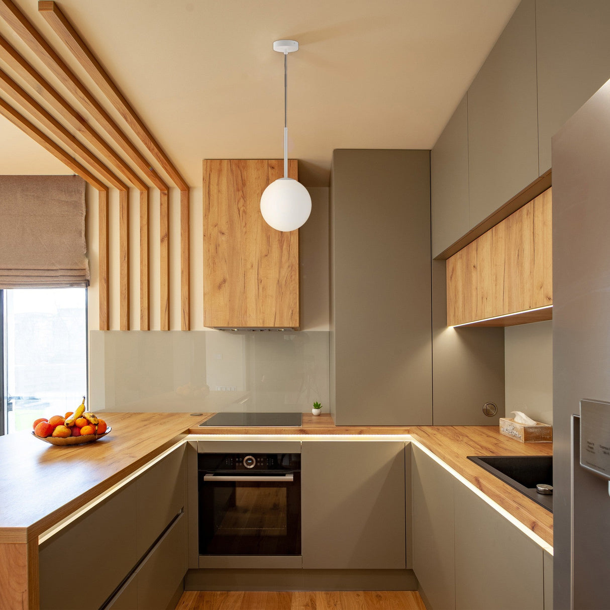 Interior view of the Basic form Globe Pendant Light 20cm in white, designed to add elegance to any space.