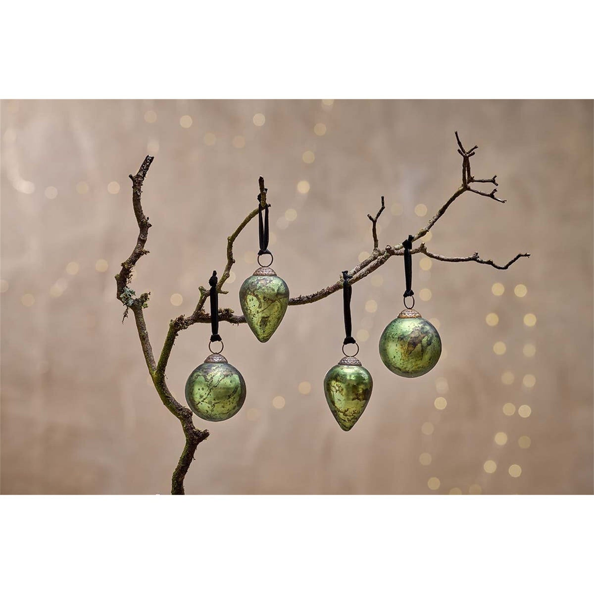 Jalshara Glass Baubles - Moss - Set of 4
