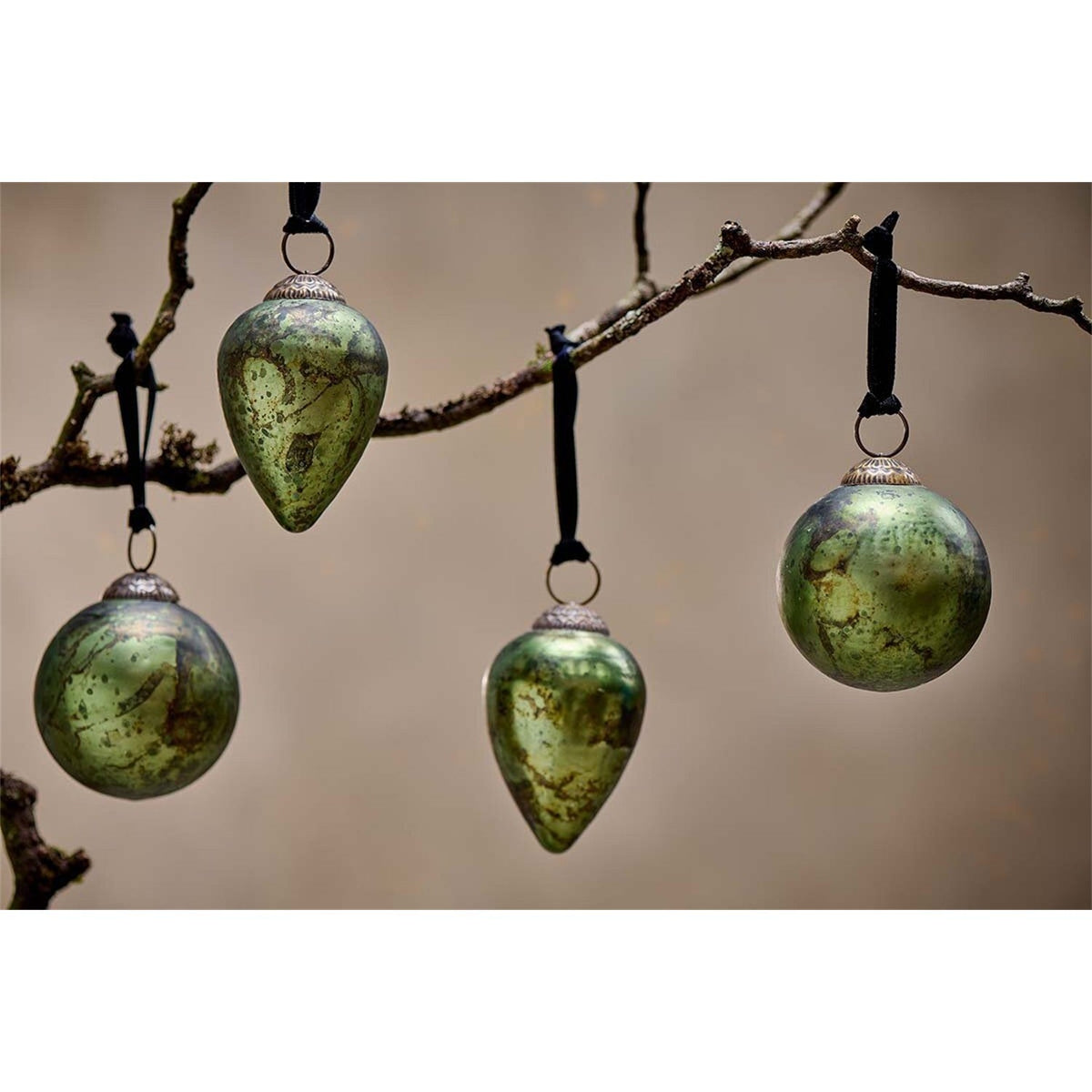 Jalshara Glass Baubles - Moss - Set of 4