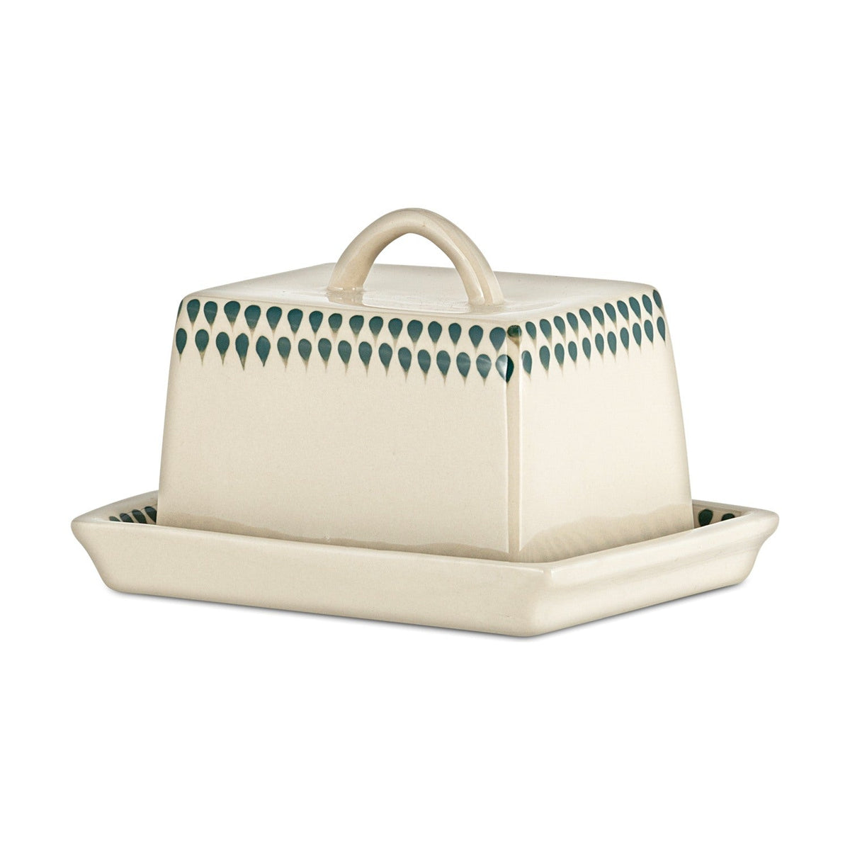 Juniper Drop Butter Dish - Cream & Juniper