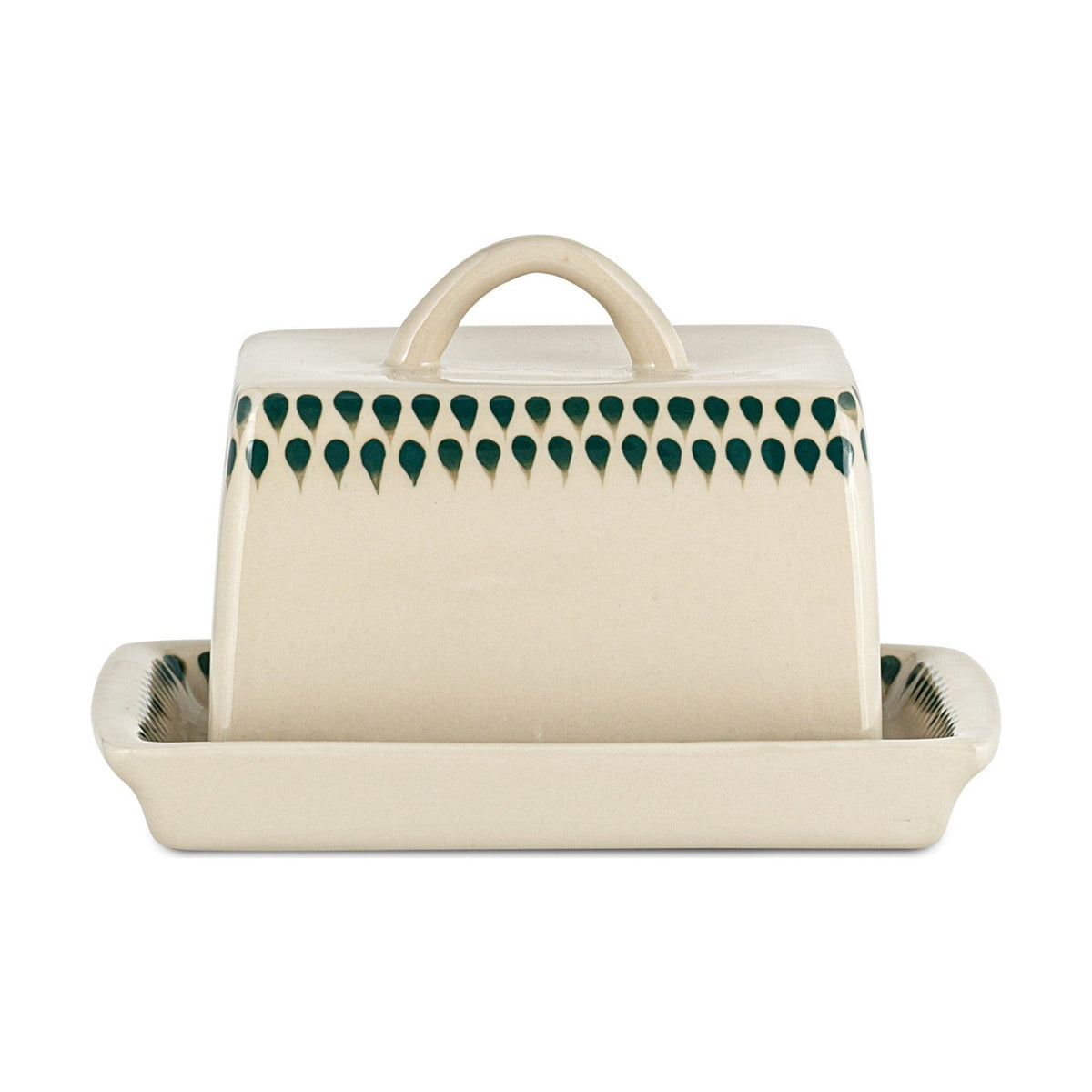 Juniper Drop Butter Dish - Cream & Juniper