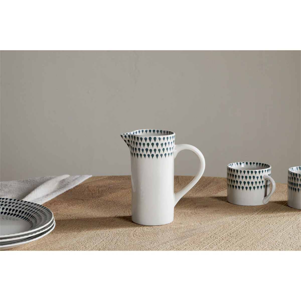 Juniper Drop Small Ceramic Jug - Cream & Juniper