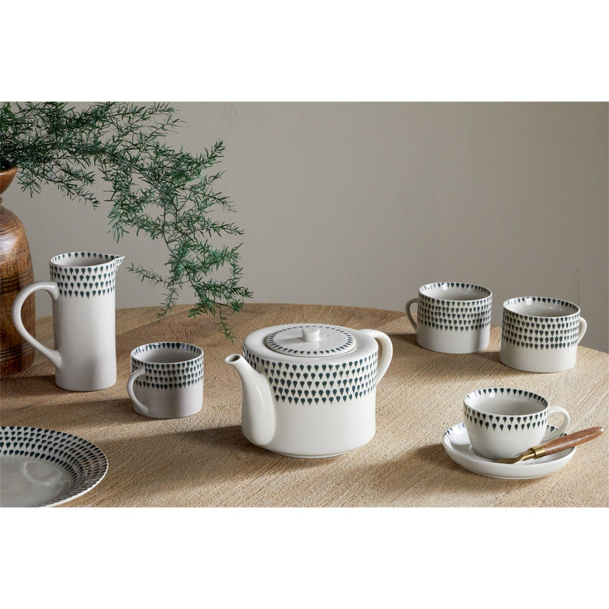 Juniper Drop Small Mug - Cream & Juniper - Set of 2