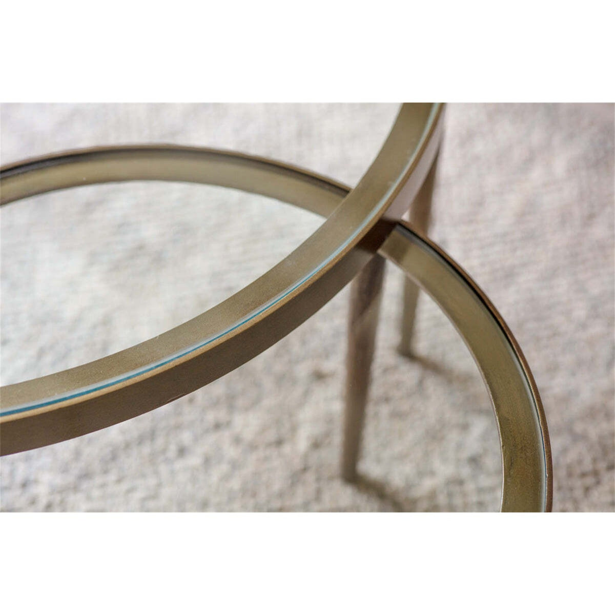 Jiya Nested Iron & Glass Coffee Table - Brass - Set of 2