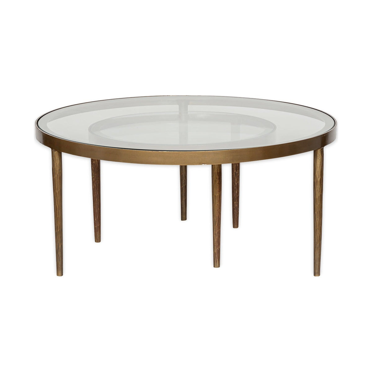 Jiya Nested Iron & Glass Coffee Table - Brass - Set of 2