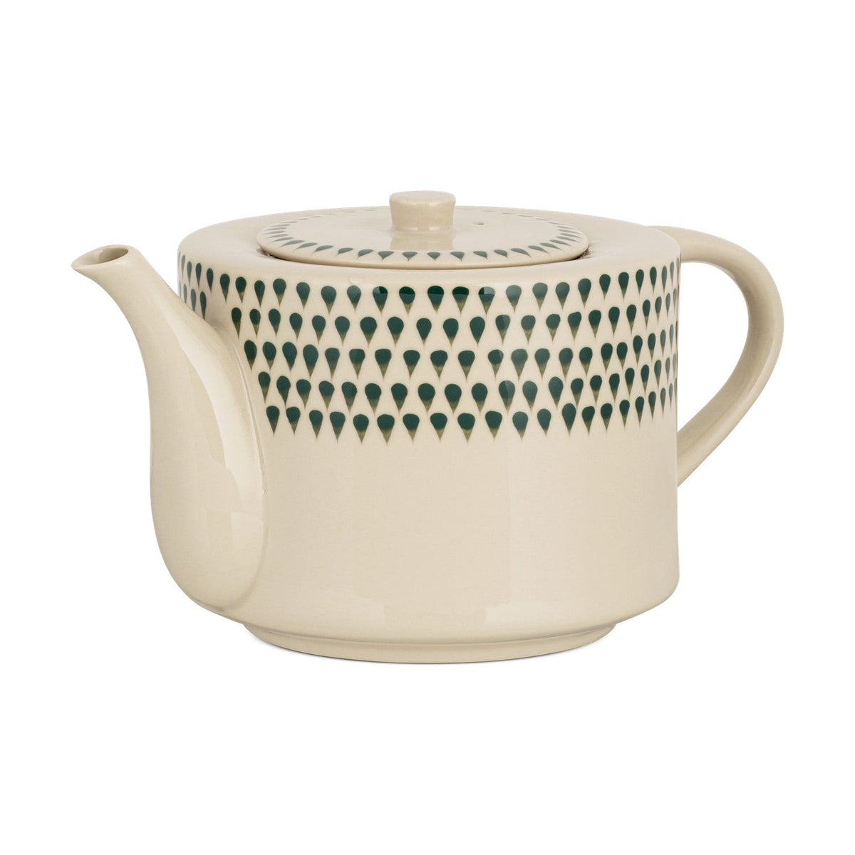 Juniper Drop Ceramic Teapot - Cream & Juniper