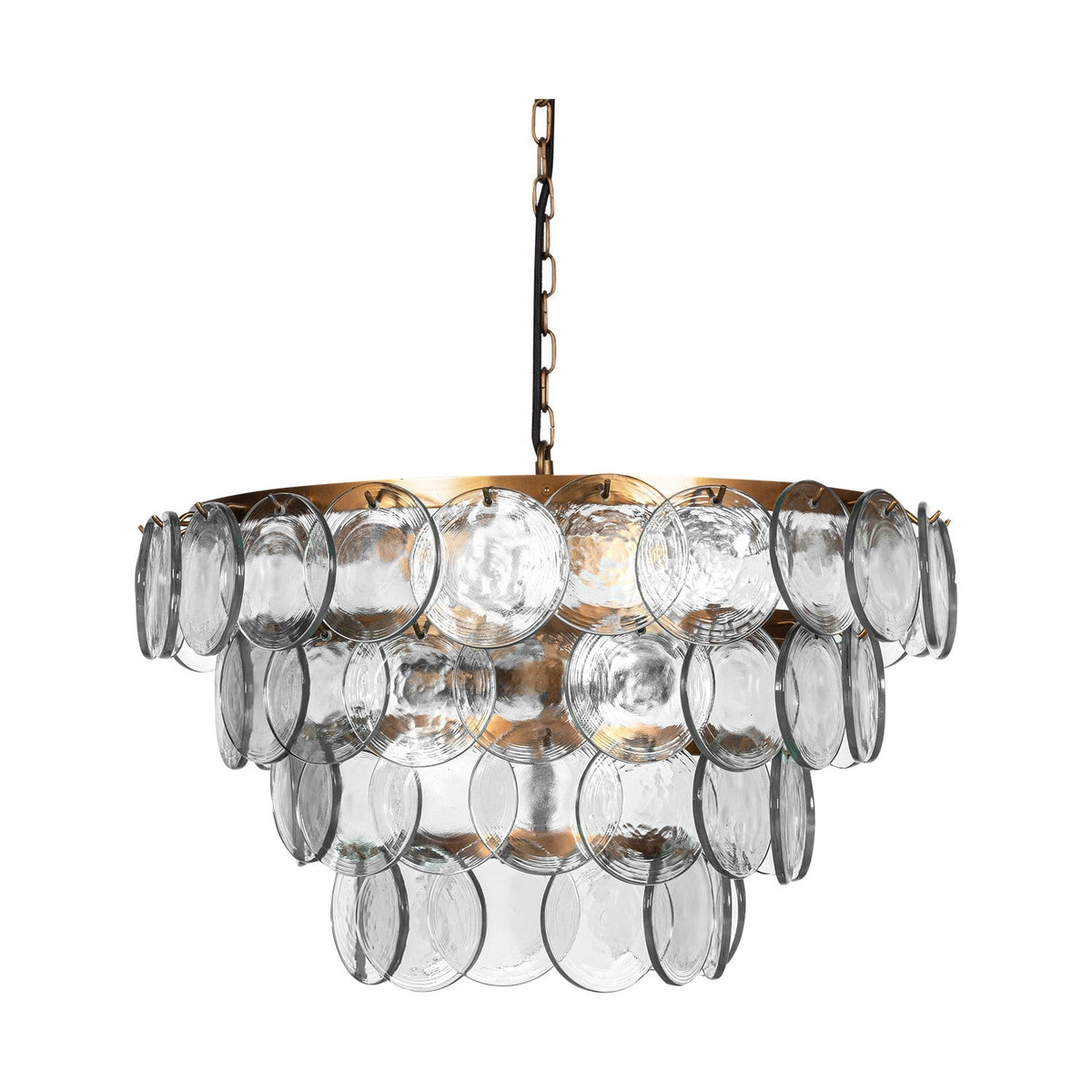Kagitha 3 Light Recycled Glass Chandelier - Antique Brass
