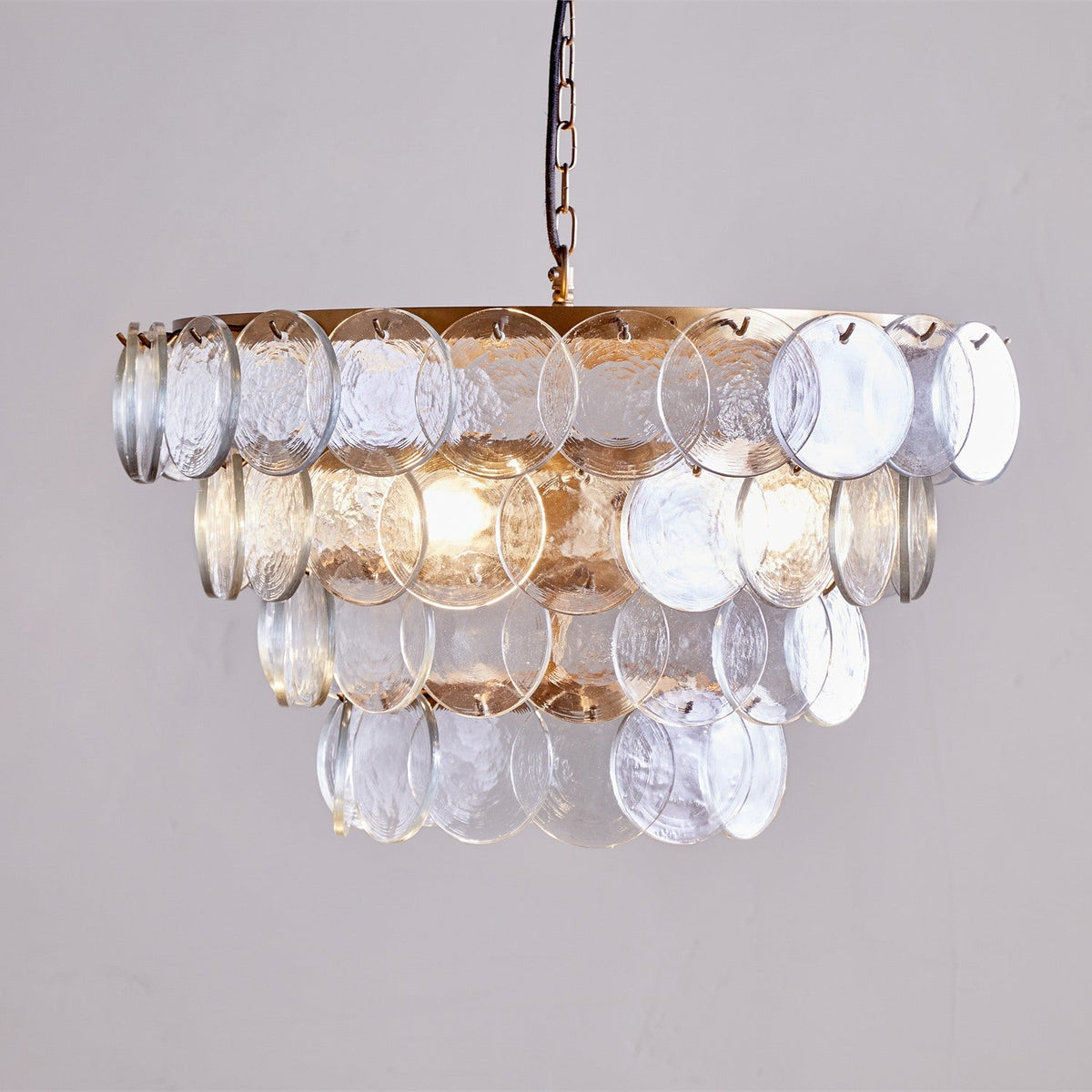 Kagitha 3 Light Recycled Glass Chandelier - Antique Brass