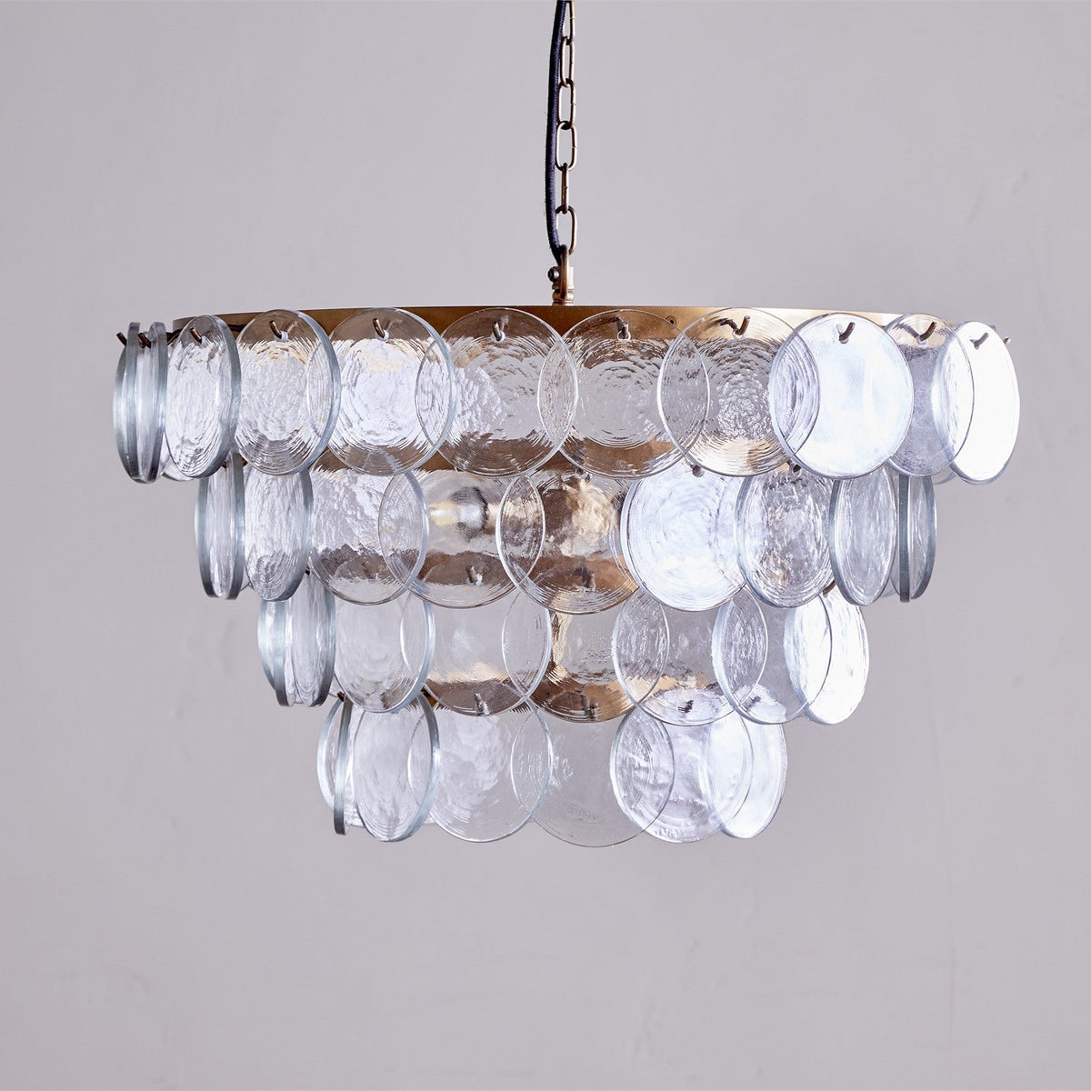Kagitha 3 Light Recycled Glass Chandelier - Antique Brass