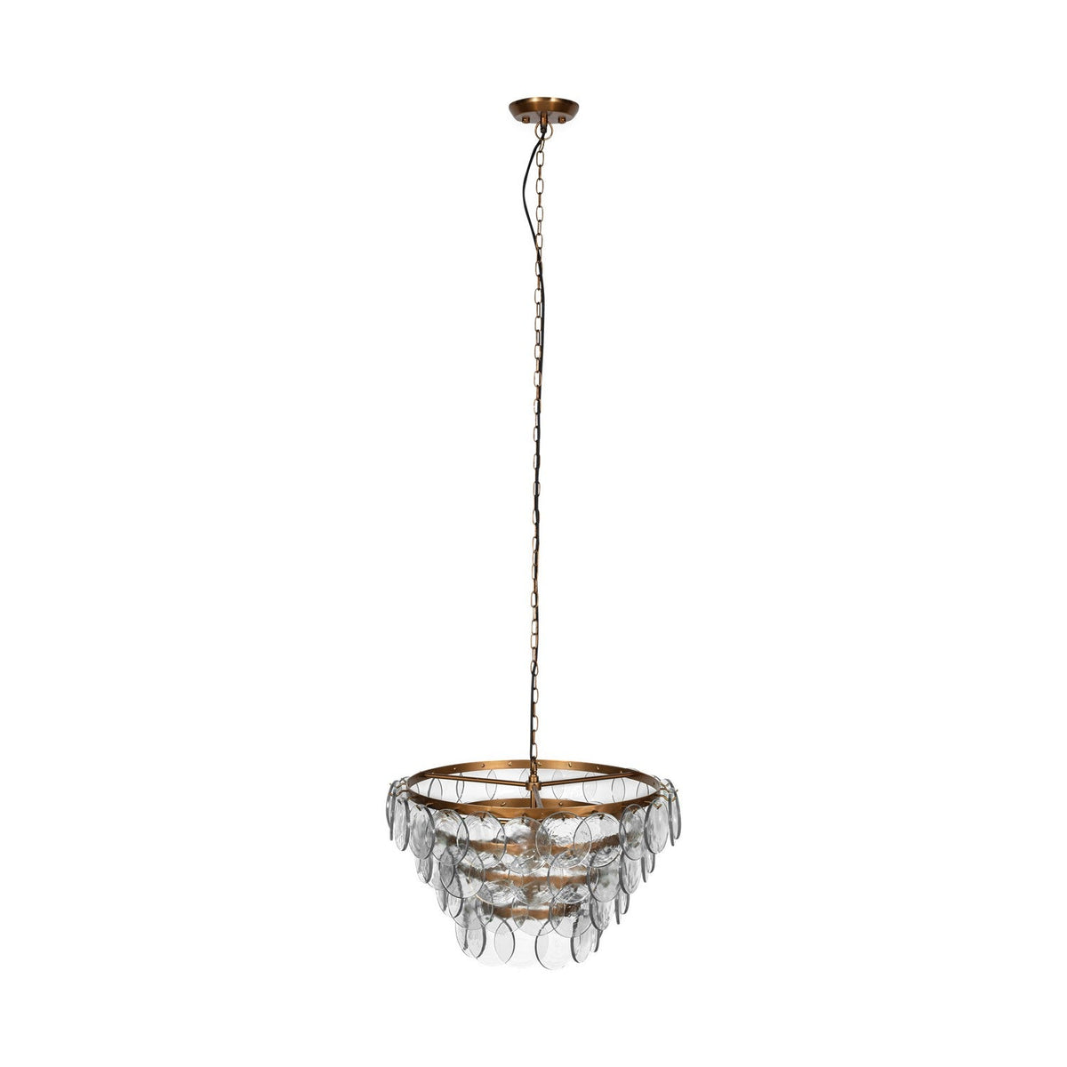 Kagitha 3 Light Recycled Glass Chandelier - Antique Brass