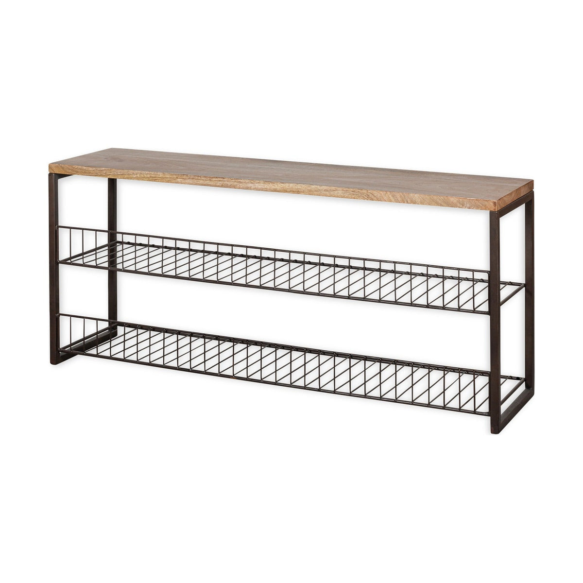 Kiyoma Iron & Wood Low Storage Bench - Natural