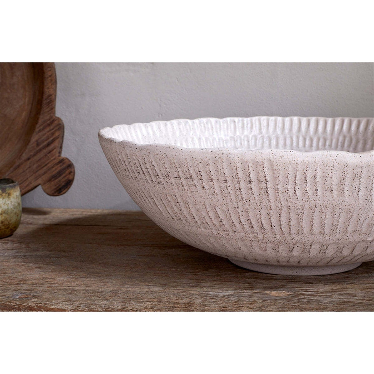 Kayanna Etched Ceramic Decorative Bowl - White