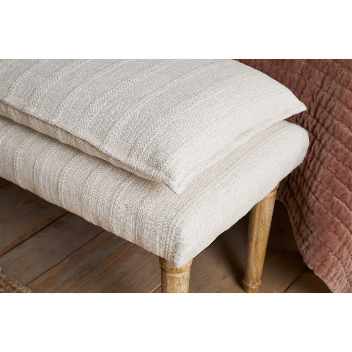 Kiana Cotton Upholstered Bench - Natural