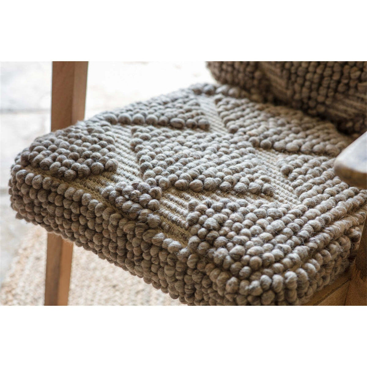 Keya Chunky Weave & Mango Wood Armchair - Natural